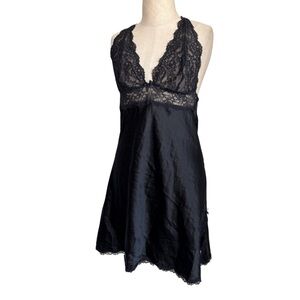 Victoria's Secret VTG y2k Size S Babydoll Satin Sheer Slip Dress Lingerie Lace